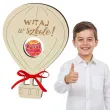 dekoracja drewniana balonik na lizak witaj w szkole 15 cm