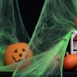 dekoracja halloweenowa pajeczyna zielona partypal 20 g