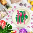 dekoracja kartonowa hello aloha monstera zielona 15 cm 6 szt