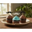 dekoracja muffinek na movember pikery na babeczki wasy szpilki ozdobne czarno biale 6 szt