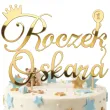 dekoracja na 1 urodziny roczek chlopca dziewczynki topper na tort personalizacja imie zloty