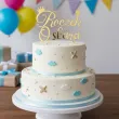 dekoracja na 1 urodziny roczek chlopca dziewczynki topper na tort personalizacja imie zloty