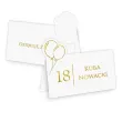 dekoracja na 18 30 40 urodziny wizytowki winietki na stol balony personalizacja pozlacane x5