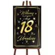 dekoracja na 18 urodziny drewniana tablica powitalna osiemnastka glamour zloto czarna