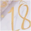 dekoracja na 18 urodziny organza bieznik na stol na 18 urodziny bialy zloty 275 x 28 cm