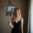 dekoracja na 18 urodziny osiemnastke balon foliowy gwiazda glamour czarny 18 str
