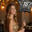 dekoracja na 18 urodziny osiemnastke balon foliowy gwiazda glamour czarny 18 str