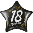 dekoracja na 18 urodziny osiemnastke balon foliowy gwiazda glamour czarny 18 str