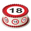 dekoracja na 18 urodziny osiemnastke oplatek na tort traffic birthday zestaw 1 8 szt 20 cm
