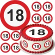 dekoracja na 18 urodziny osiemnastke oplatek na tort traffic birthday zestaw 1 8 szt 20 cm