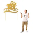 dekoracja na 18 urodziny topper papierowy liczba 18 stars zloty 17 cm