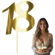 dekoracja na 18 urodziny topper papierowy na tort liczba 18 zloty metalik 18 cm