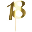 dekoracja na 18 urodziny topper papierowy na tort liczba 18 zloty metalik 18 cm