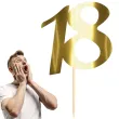 dekoracja na 18 urodziny topper papierowy na tort liczba 18 zloty metalik 18 cm