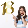 dekoracja na 18 urodziny topper papierowy na tort liczba 18 zloty metalik 18 cm