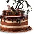 dekoracja na 18 urodziny topper papierowy szampanskie urodziny czarny brokat 15 x 19 cm