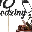 dekoracja na 18 urodziny topper papierowy szampanskie urodziny czarny brokat 15 x 19 cm