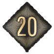 dekoracja na 20 urodziny balon foliowy glamour czarno zloty matowy do girland 20 sqr