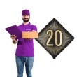 dekoracja na 20 urodziny balon foliowy glamour czarno zloty matowy do girland 20 sqr