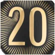 dekoracja na 20 urodziny balon foliowy glamour czarno zloty matowy do girland 20 sqr