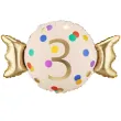 dekoracja na 3 urodziny balon foliowy cukierek do girland kremowo zloty 30 shp
