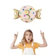 dekoracja na 3 urodziny balon foliowy cukierek do girland kremowo zloty 30 shp