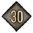 dekoracja na 30 urodziny balon foliowy glamour czarno zloty matowy do girland 20 sqr