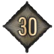 dekoracja na 30 urodziny balon foliowy glamour czarno zloty matowy do girland 20 sqr