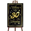 dekoracja na 30 urodziny drewniana tablica powitalna glamour zloto czarna powitanie gosci