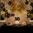 dekoracja na 30 urodziny swiderki wiszace urodziny 30 czarno zlote 6 szt