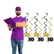 dekoracja na 30 urodziny swiderki wiszace urodziny 30 czarno zlote 6 szt