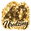 dekoracja na 40 urodziny czterdziestke plakat glamour czarno zloty napis na drzwi 44 5 x 46 cm