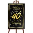 dekoracja na 40 urodziny drewniana tablica powitalna glamour zloto czarna powitanie gosci