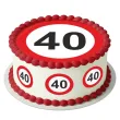 dekoracja na 40 urodziny oplatek na tort traffic birthday zestaw 1 8 szt 20 cm