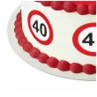 dekoracja na 40 urodziny oplatek na tort traffic birthday zestaw 1 8 szt 20 cm