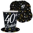 dekoracja na 40 urodziny papierowe podkladki pod kubki 40 glamour czarne 12 szt