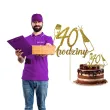 dekoracja na 40 urodziny topper papierowy szampanskie urodziny zloty brokat 15 x 19 cm