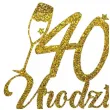 dekoracja na 40 urodziny topper papierowy szampanskie urodziny zloty brokat 15 x 19 cm