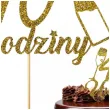 dekoracja na 40 urodziny topper papierowy szampanskie urodziny zloty brokat 15 x 19 cm