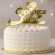 dekoracja na 50 rocznice slubu papierowy topper na tort zlote gody zloty metaliczny ozdoba