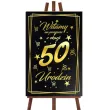 dekoracja na 50 urodziny drewniana tablica powitalna glamour zloto czarna powitanie gosci