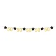 dekoracja na 50 urodziny girlanda papierowa do powieszenia gwiazdki czarno zloty baner 2 5 m