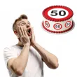 dekoracja na 50 urodziny oplatek na tort traffic birthday zestaw 1 8 szt 20 cm