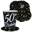 dekoracja na 50 urodziny papierowe podkladki pod kubki 50 glamour czarne 12 szt