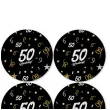 dekoracja na 50 urodziny papierowe podkladki pod kubki 50 glamour czarne 12 szt