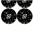 dekoracja na 50 urodziny papierowe podkladki pod kubki 50 glamour czarne 12 szt