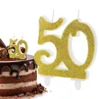 dekoracja na 50 urodziny swieczka na tort liczba 50 zloty partydeco 8 5 cm