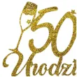 dekoracja na 50 urodziny topper papierowy szampanskie urodziny zloty brokat 15 x 19 cm