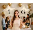dekoracja na 6 16 26 36 46 56 60 65 76 urodziny balon foliowy gwiazda cyfra 6 kremowy 18 dgt