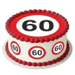 dekoracja na 60 urodziny oplatek na tort traffic birthday zestaw 1 8 szt 20 cm